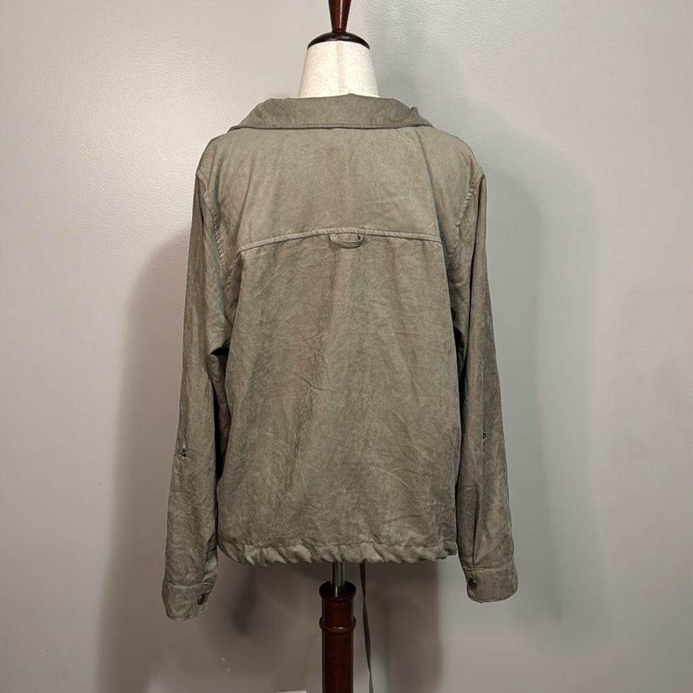 KORYE Women's Peach Skin Crop Utility Jacket Size 2X In Sage - Picture 2 of 7